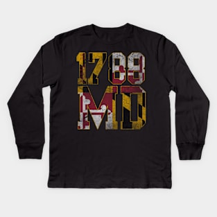 Maryland 1788 Flag Vintage Fade Kids Long Sleeve T-Shirt